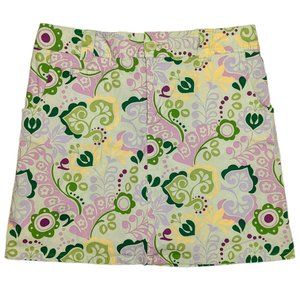 Vintage White Stag Floral Pastel Green Skort Sz 12
